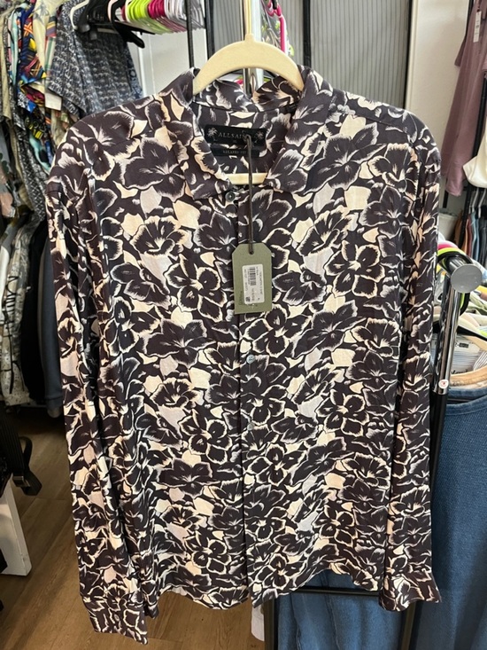 All Saints Other - All Saints Tiergarten Men’s Floral Button-Down Shirt - Black & Cream